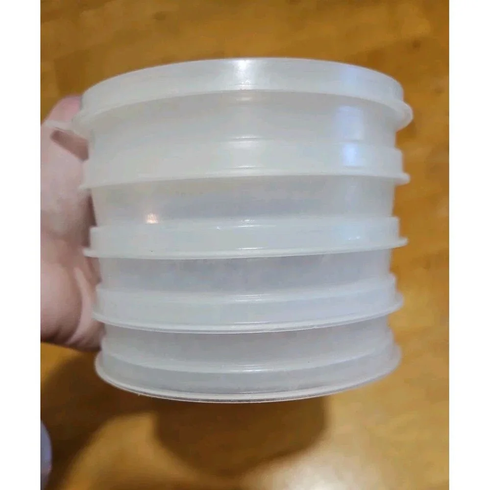 Set of 4 Vintage Tupperware Hamburger Keepers #882 W/ Lid, Press & Slider Press
